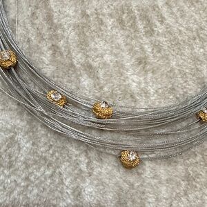 Gold & Silver Multi-Strand Crystal Accent Necklace